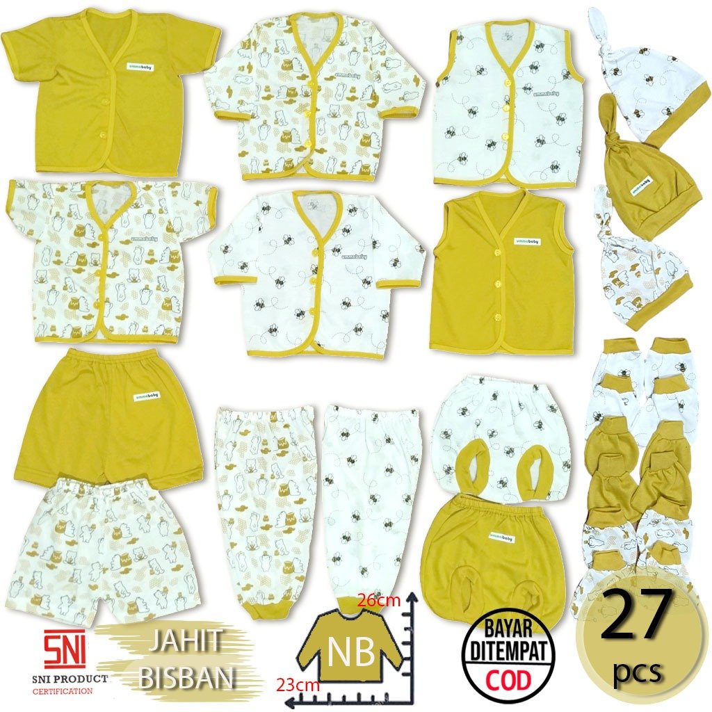 Ummababyshop 27 pcs Baju Bayi Newborn Lebah Kuning