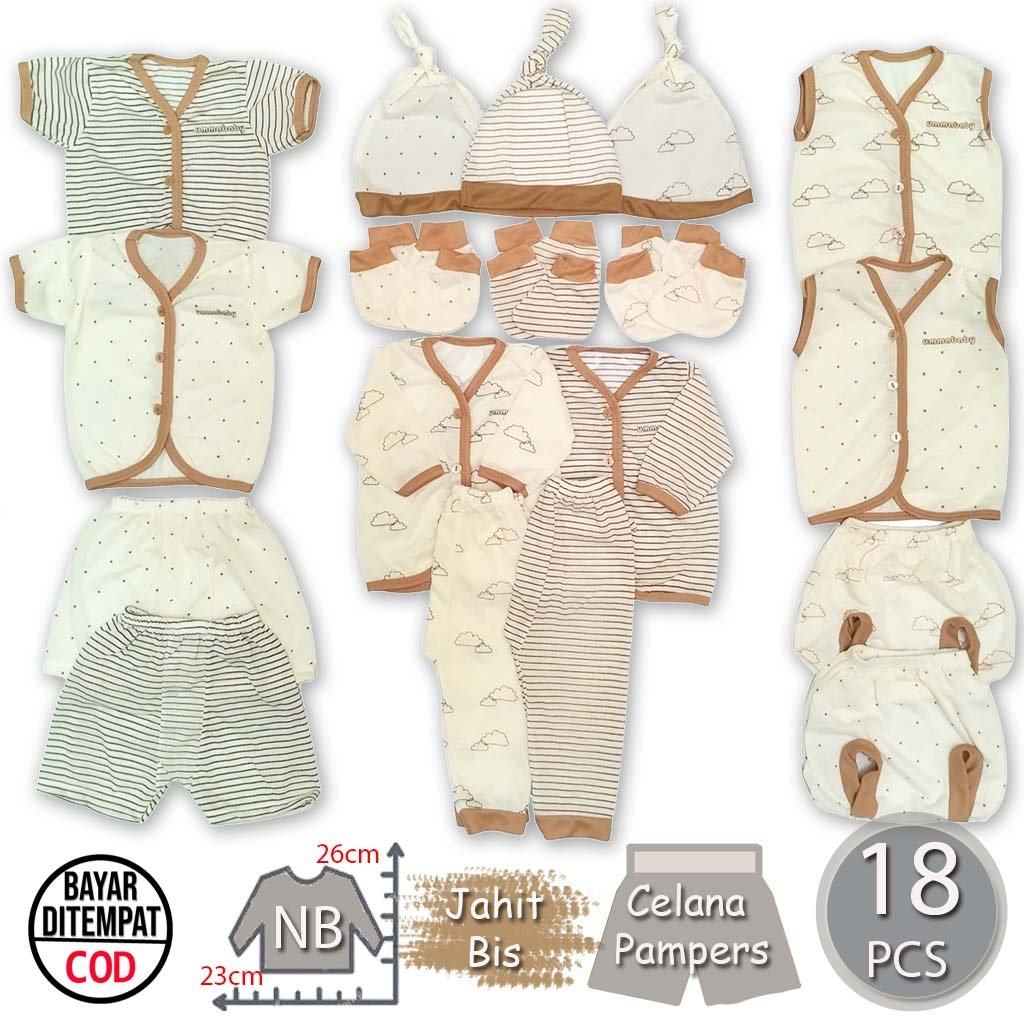 ummababyshop 18 Pcs Baju Bayi Newborn | Krem Putih