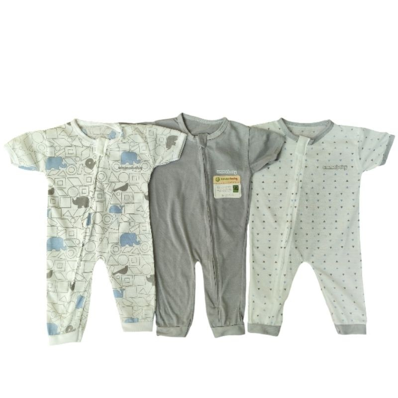 ummababyshop 3 pcs Sleepsuit Bayi Baru Lahir Buka Kaki Panjang Pendek Romper Bayi Jumper Bayi Puzzle