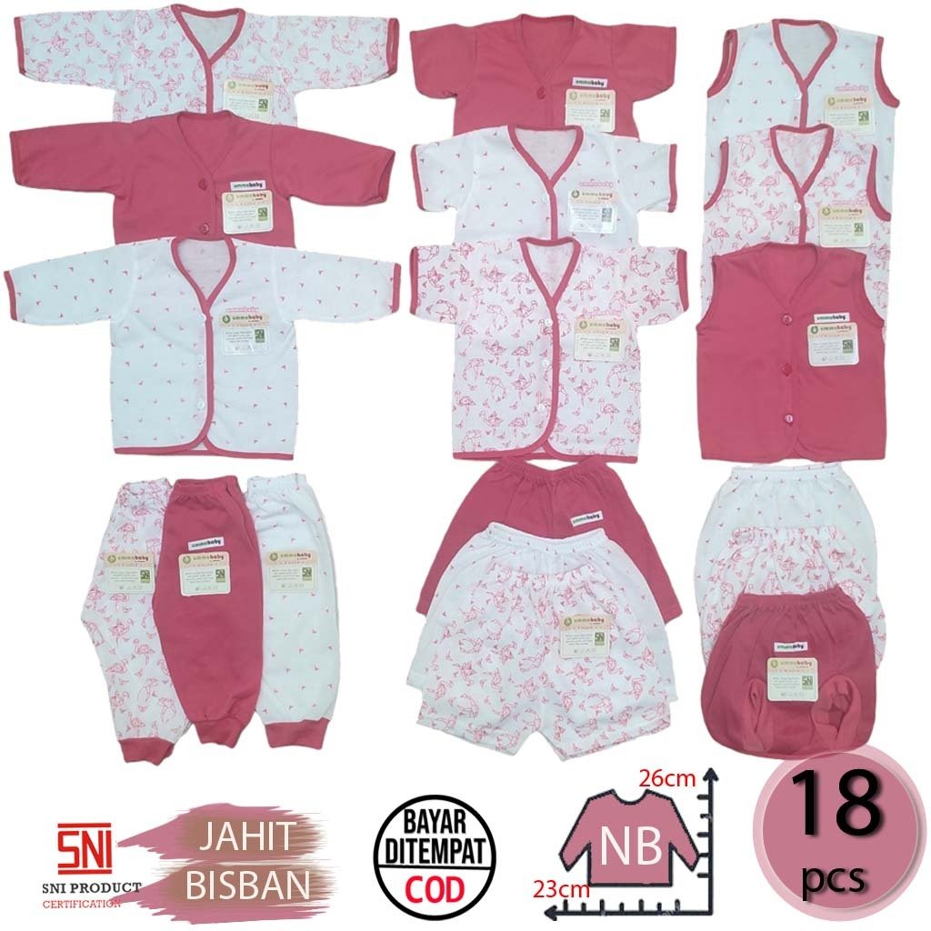 Ummababyshop 18 pcs Perlengkapan Baju Bayi | Seri Origami Pink