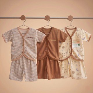 6 pcs / 3 Set Baju Bayi Newborn Lengan Pendek Coklat Perlengkapan Baru Lahir Bayi Perempuan Laki 0-3 Bulan Polar Bear Coklat