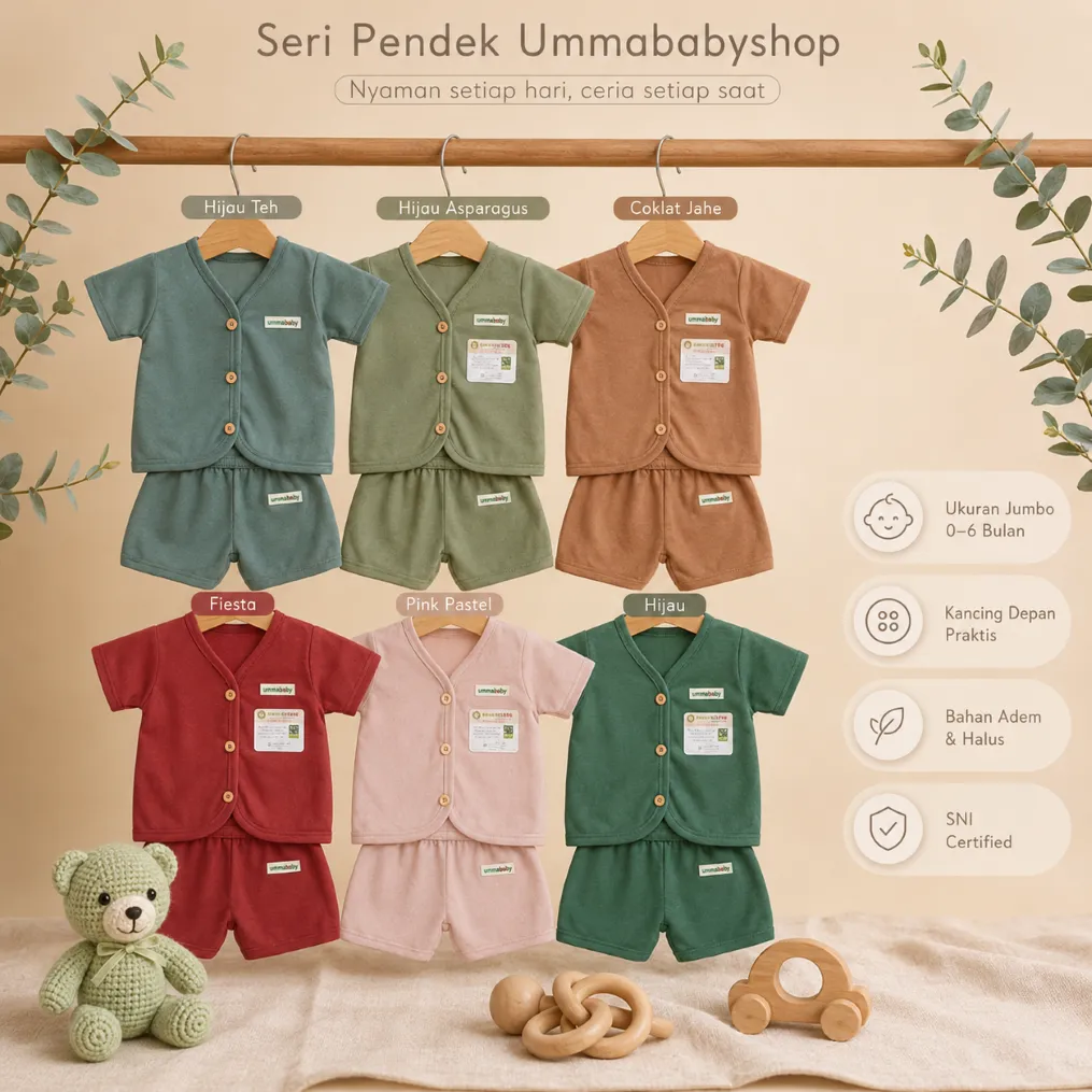 Ummababyshop Jumbo Paket Hemat 6 PCS | Setelan Baju Bayi Newborn Lengan Pendek