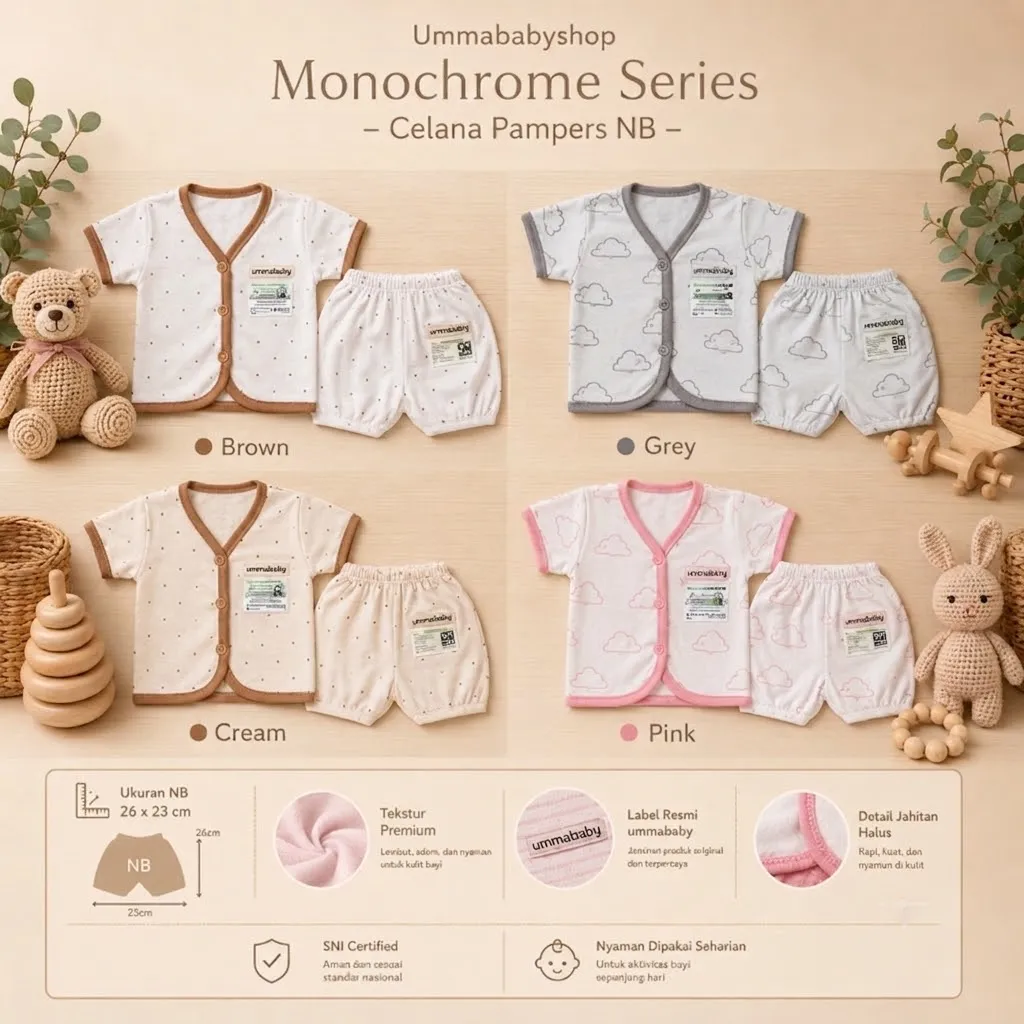 6 Pcs / 3 Set Baju Bayi Pendek Celana Bayi Setelan Newborn Baru Lahir Atasan Kado Murah Lucu Motif Awan