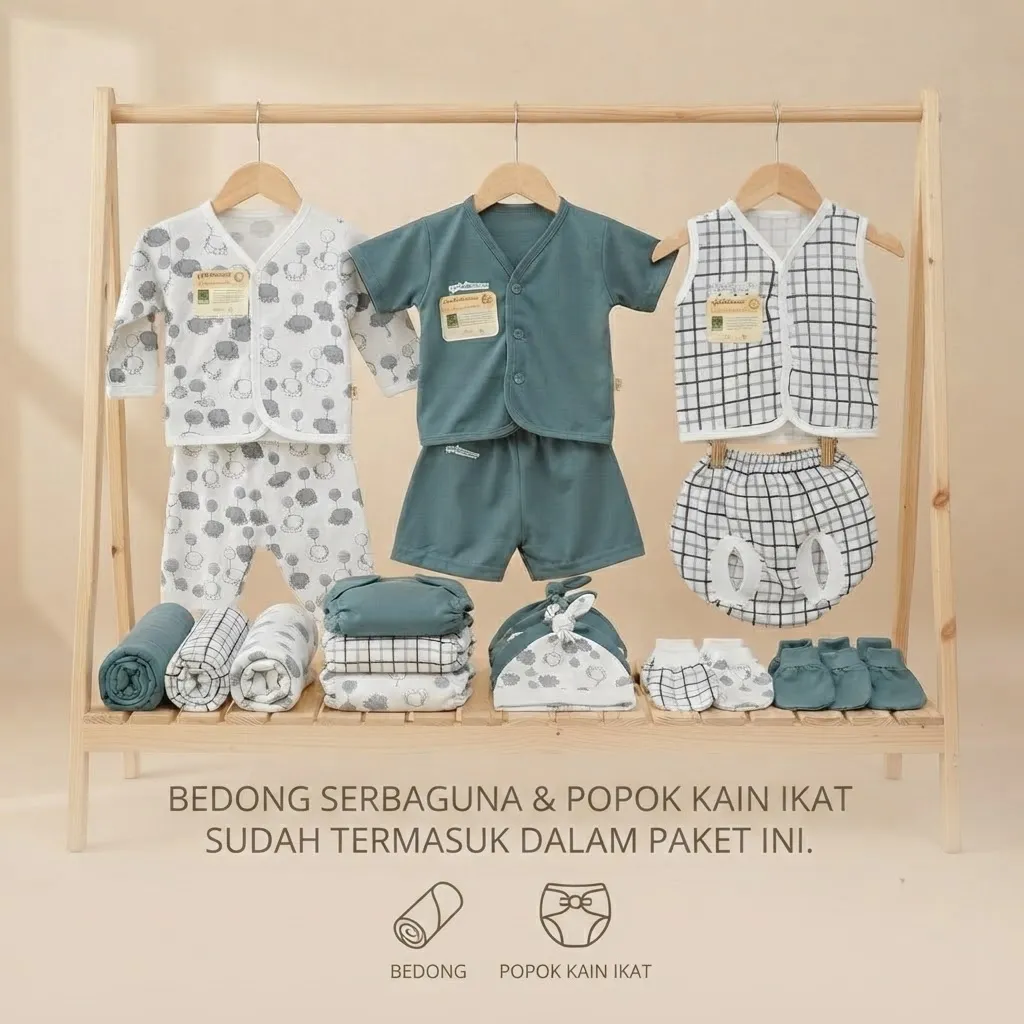 ummababyshop 18 PCS Perlengkapan Bayi Baru Lahir | Motif Gajah Biru