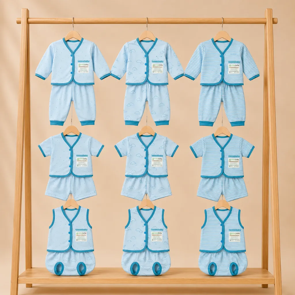 Ummababyshop 18 Pcs Paket Baju Bayi Newborn | Gift Set Awan Blue Monochrome