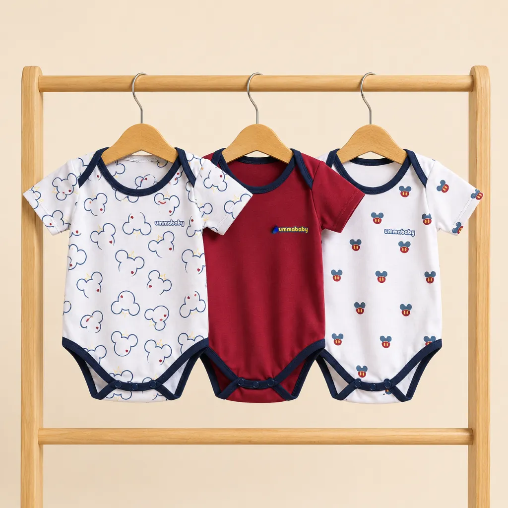 Jumper Segitiga 0-6 Bulan Baju Bayi Kado Murah Gift Set Baby Newborn Perlengkapan Bayi  Mickey Red