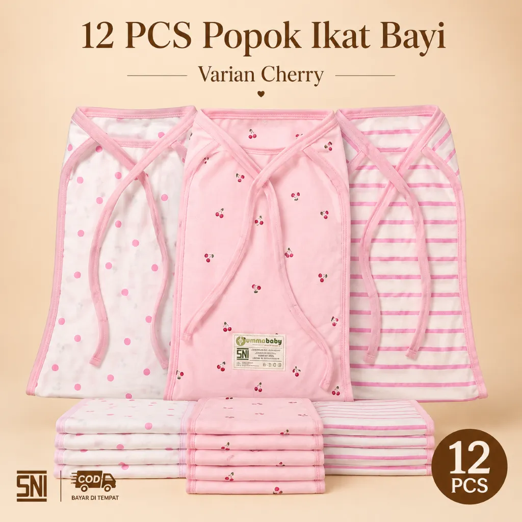 12 pcs Popok Kain Bayi 2 Lapis Katun Polos Pakai Ulang Popok Bayi Cuci Ulang Newborn Baru Lahir Popok Kain Tali Tebal SNI Size Jumbo 1 Lusin Chery