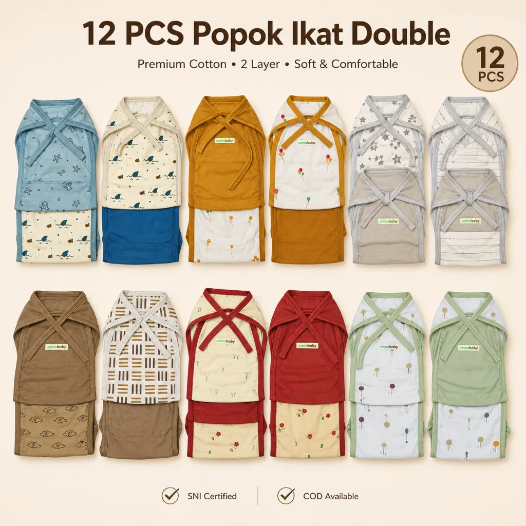 12 Pcs Popok Bayi Ikat 2 Lapis